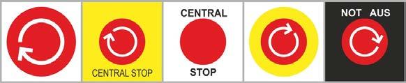 Obrázek 14 Tlačítko Central Stop Tlačítko stop je vždy červené, velikostně stejné, jako ostatní tlačítka a ve většině případů je označeno symbolem O.