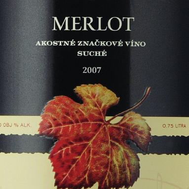 Slovenské červené vína Mrva & Stanko MERLOT akostné, suché Malokarpatská vinohradnícka oblasť 13% 22,- Eur Víno tmavočervenej farby, bordového odtieňa, s ovocnou vôňou najmä černíc, moruše, čerešní,