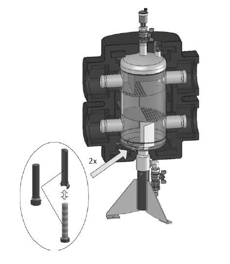 6. Servis Hydraulický stabilizátor otopné soustavy, v provedení s magnetickým odlučovačem: Při čištění odstraňte uzavírací krytky magnetického odlučovače a vyjměte magnety.