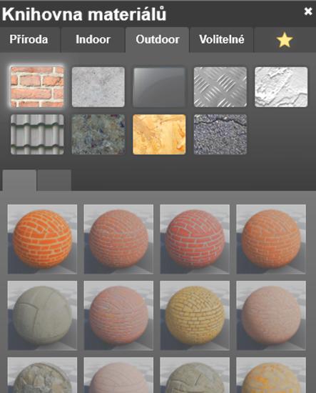 Lumion pro neintuitivní uživatele Obrázek 2.3: Základní okno knihovny materiálů.