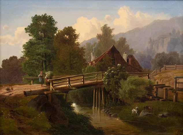 GALERIE KODL 80. AUKČNÍ DEN 208 Vojtěch Brechler (1826 1891) Krajina s kvetoucím bezem olej na plátně, 1852, sign.