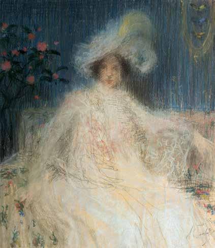 27. 5. 2018 PRAHA, ŽOFÍN 221 Max Švabinský (1873 1962) Skica k Šedivému portrétu pastel na tónovaném kartonu, 1902, sign. PD, 39 34 cm, rám, pasparta, zaskl.