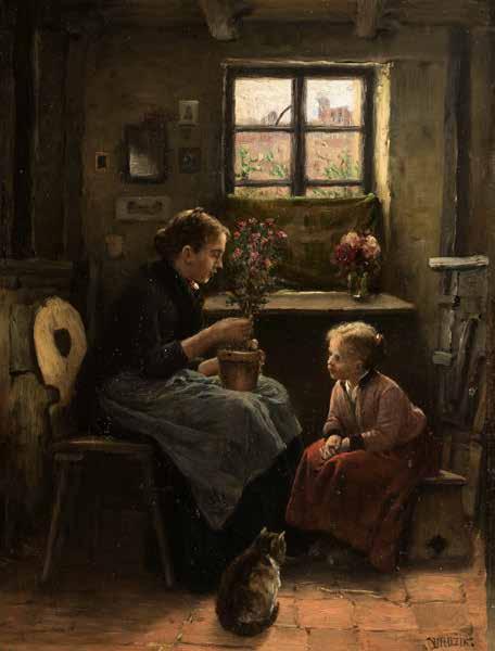 27. 5. 2018 PRAHA, ŽOFÍN 38 Václav Brožík (1851 1901) Milovnice květin olej na dřevě, 1882, sign.