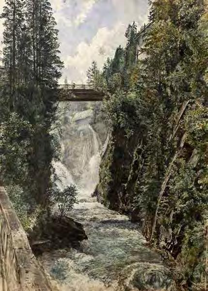 GALERIE KODL 80. AUKČNÍ DEN 73 Rudolf von Alt (1812 1905) Vodopád v Bad Gastein akvarel na papíře, 1886, sign. LD, 47 34 cm, rám, zaskl.