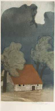 GALERIE KODL 80. AUKČNÍ DEN 114 Vojtěch Preissig (1873 1944) Před bouří barevný lept, 1906, sign. PD, 37 19 cm, rám, pasparta, zaskl.