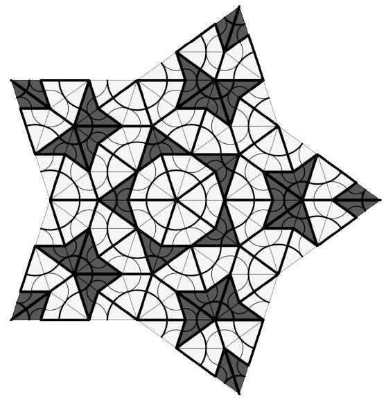 Druhou metodu pro umísťování jednotlivých tvarů vymyslel britský matematik John Horton Conway (*26. 12. 1937), který se studiem Penrosevých teselací zabývá.