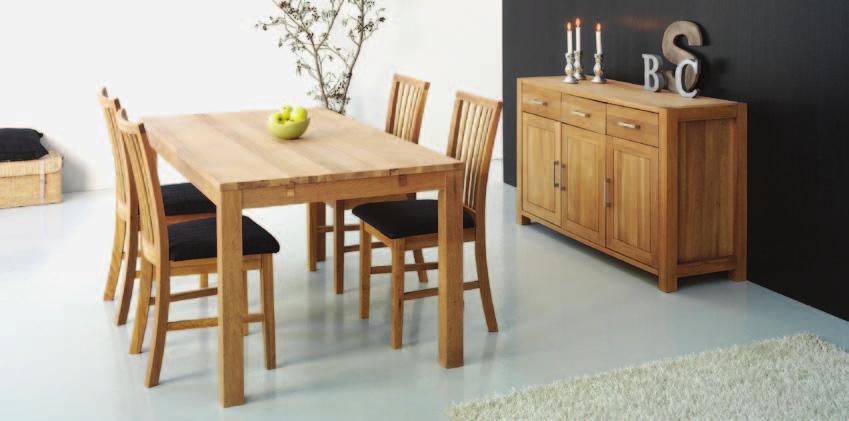 JÍDELNÍ SESTAVA NEW HAMPTON Stylová jídelní sestava. Stůl, Š90 D60 V75 cm, z olejované dubové dýhy a židle s šedým potahem.
