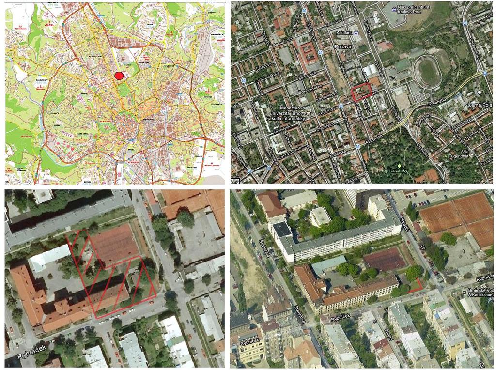 4.1.1.4 Popis modelového objektu v Králově Poli, Brno Lokalizace Modelový objekt leží v areálu Mateřské školky Rybníček, ulice