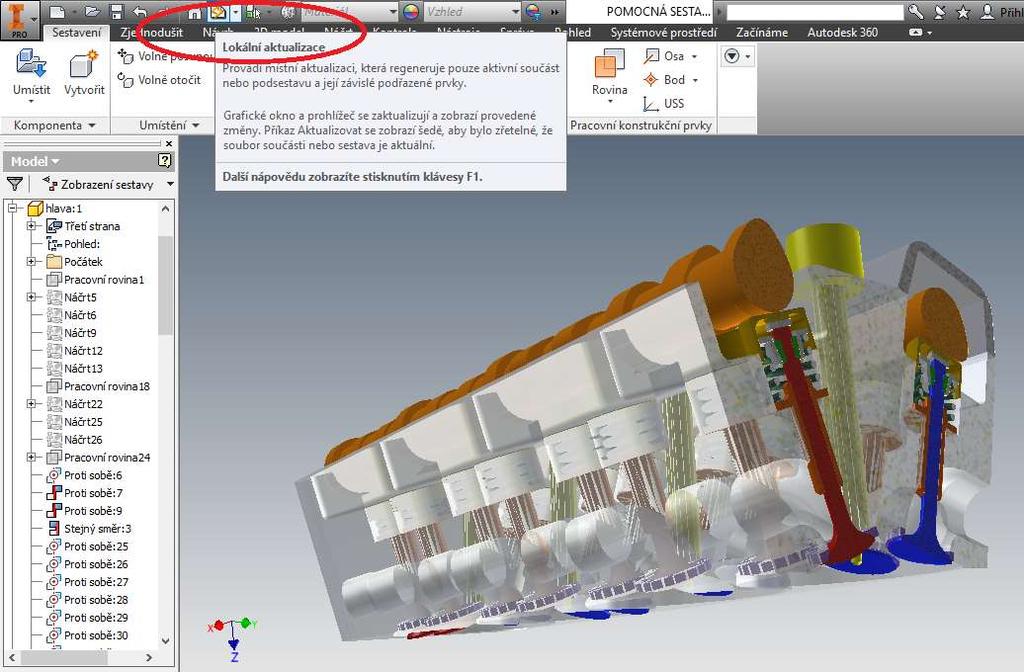 10.2 Změny modelu Hotový parametrický model, kde každá součást má svůj odkaz na příslušné buňky v Excelu, je následně snadno měnitelný jak komplexně, tak po jednotlivých součástech.