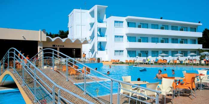 RHODOS FALIRAKI Evi Hotel All inclusive Až 2 děti výhodná cena Zábava na dosah Pro nenáročné Rodinná dovolená Rezervujte včas Rozlehlý hotelový areál se nachází v klidném prostředí na okraji