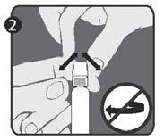 2. krok: Druhou rukou uchopte uzávěr (A) a pevně s ním kývejte dopředu a dozadu, abyste zlomili jeho spojení s přídržným kroužkem (D). Uzávěrem nekruťte ani neotáčejte. 3.