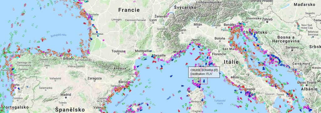 Příklad výstupu z S-AIS Aplikace: Global Ship