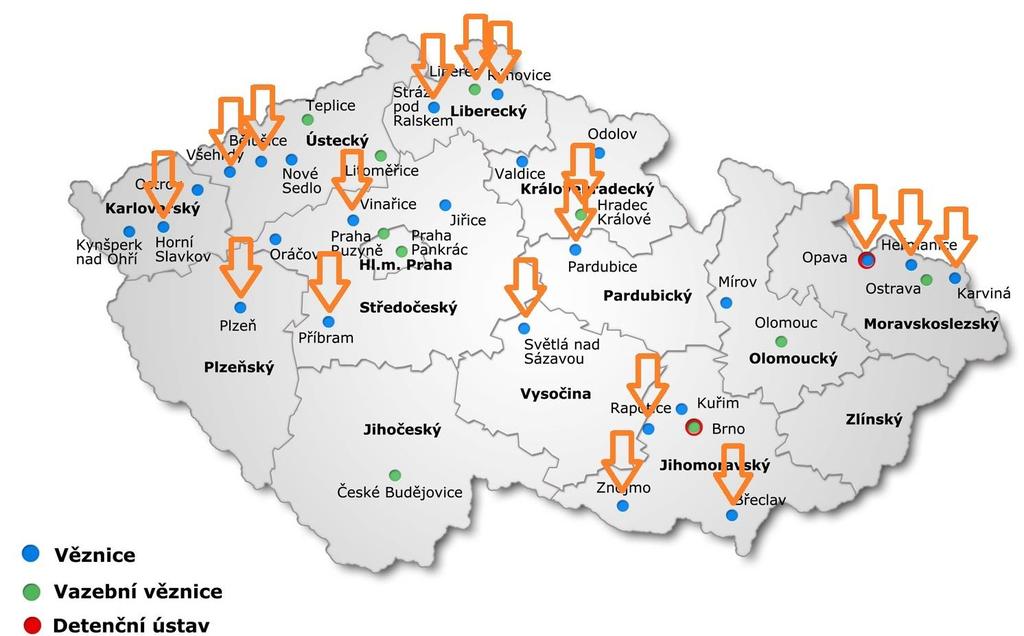 Všehrdy Věznice Praha Ruzyně (pobočka Velké Přílepy) Věznice Pardubice Věznice