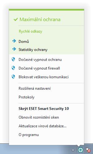 4.7.4 Ikona v oznamovací oblasti Nejdůležitě jší možnosti a funkce programu jsou dostupné přímo ze systémové oznamovací oblasti (v pravém dolním rohu obrazovky).