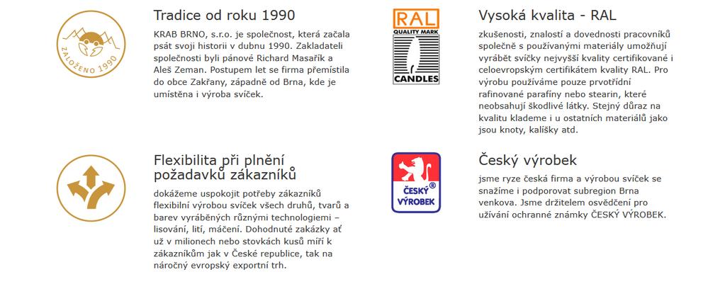 4 důvody proč Tradice od roku 1990 KRAB BRNO, s.r.o. je společnost, která začala psát svoji historii v dubnu 1990. Zakladateli společnosti byli pánové Richard Masařík a Aleš Zeman.