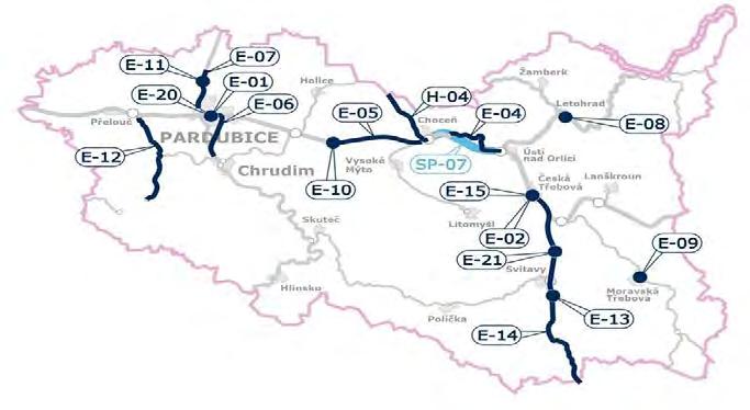 Železniční stavby v Pardubickém kraji Seznam staveb na území kraje Id. Úsek (objekt) Náklady Realizace E-01 Modernizace železničního uzlu Pardubice 4,05 mld. Kč I./20-VI.