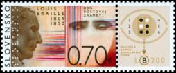 466) Louis Braille (1809-1852) vynálezca slepeckého písma, symbolická kresba kupón) schéma pravidiel zápisu slepeckého písma 466 (xxx) 0,70 viacfarebná... 466 ĽK... 466 PK... 466 ĽK+PK... 466 S.