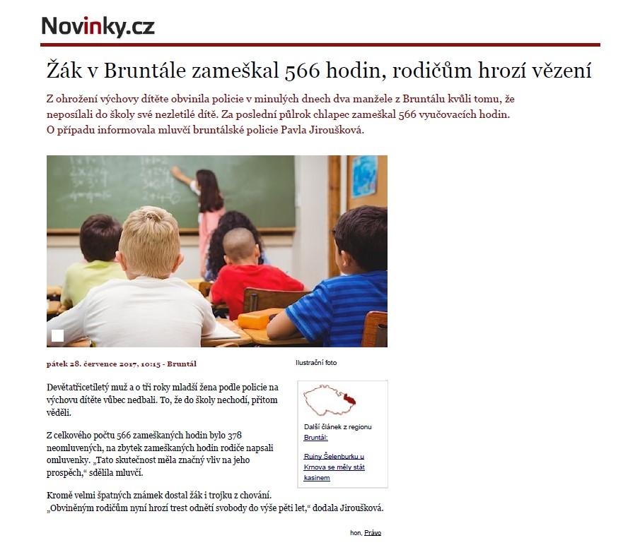 U nás se pozornosti dostává především neomluveným absencím Z celkového počtu 566