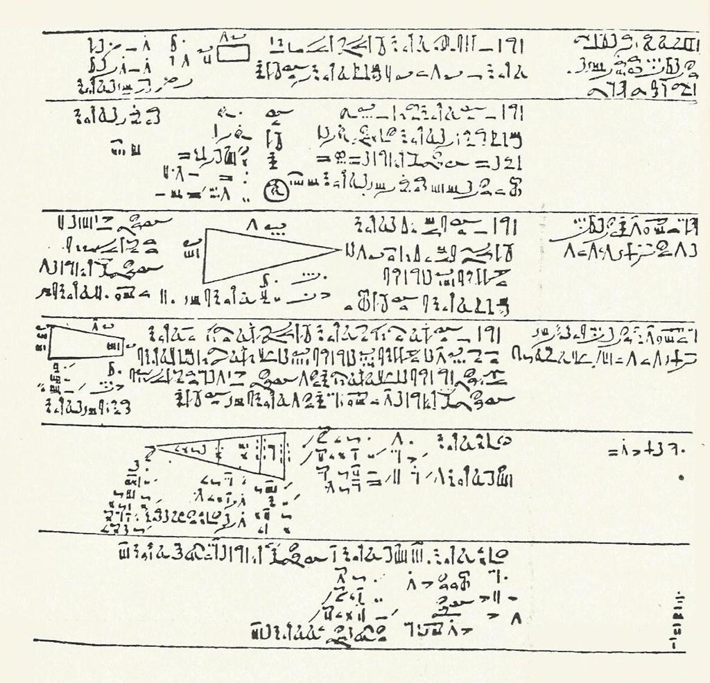7.14 Ukázka matematického papyru č. 2 Sloupec z Ahmósova matematického papyru Opis je z období nadvlády Hyksósů v Egyptě (kolem r.