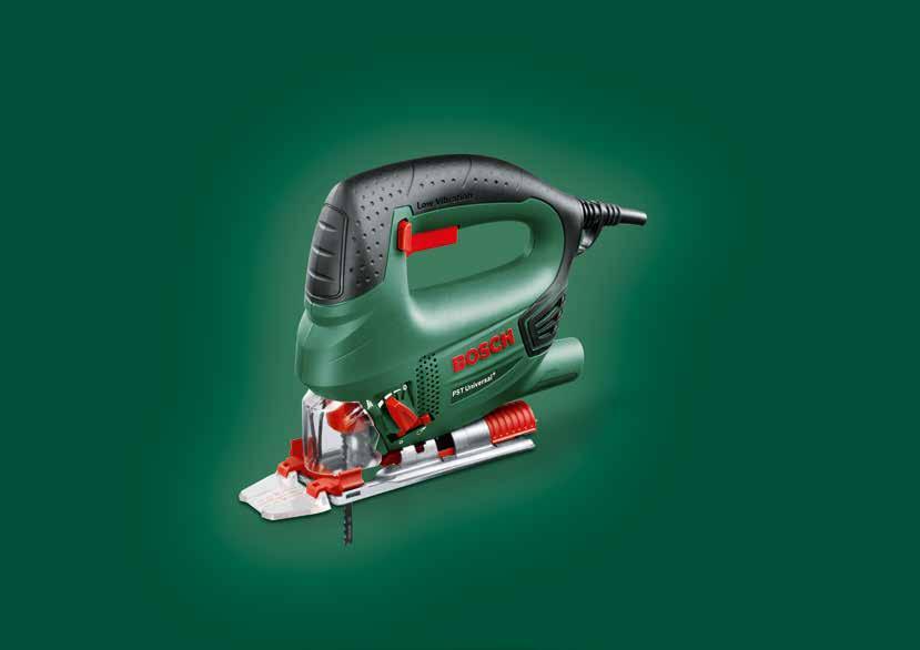 PST Universal + Priamočiara píla Pendulum Low Vibration Priamočiare píly Výkonný 530-wattový motor CutControl Na hĺbku rezania 80 mm do dreva s predvoliteľnými otáčkami pre prácu v súlade s daným