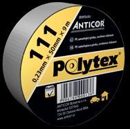 Instalační pásky Polytex 100 Ekonomy verze samolepící textilní páska typu DUCT Polyetylénová fólie vyztužená tkaninou bavlna-polyester, lepící vrstva na bázi přírodního kaučuku. Vysoká pevnost v tahu.