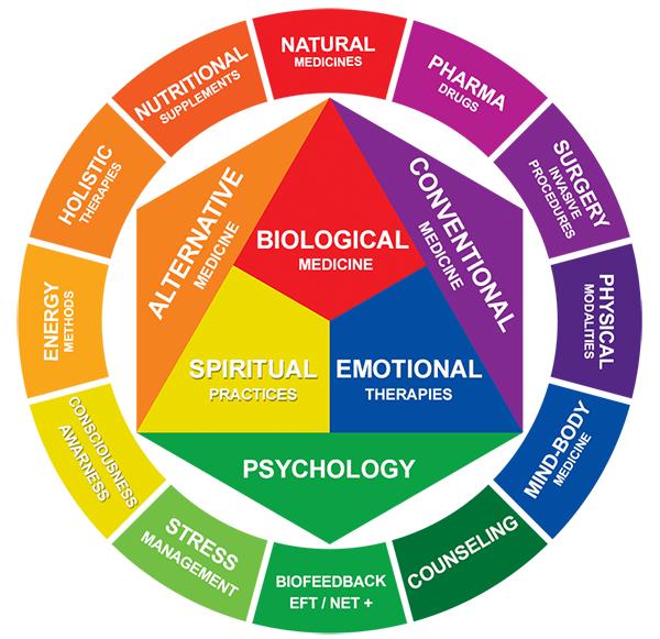 Obrázek 1 - Wheel spectrum of the integrative medicine (6) Duševní rozpoložení jde ruku v ruce s celkovým stavem organizmu.