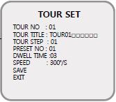 změn a odchod z MENU TOUR NO : číslo TOUR TOUR TITLE : název TOUR TOUR STEP : krok č.