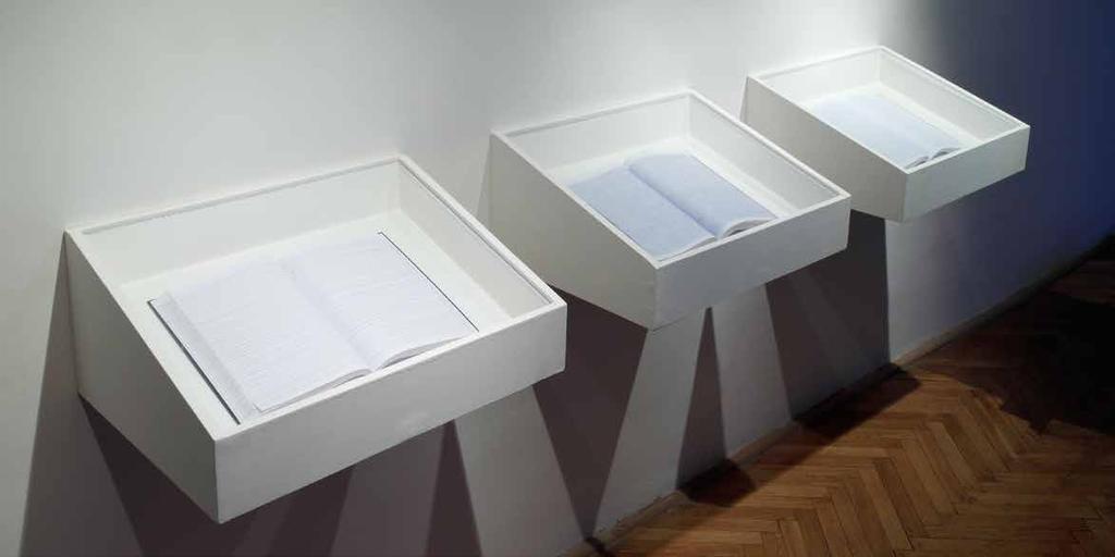 2010, Brno, Galerie Kabinet, Till the Blue Skies Drive the Dark Clouds Far Away SOMETIMES IT HURTS, 2007-8, 3 books (400 pages), drawing by blue ballpen, 3 x DVD SOMETIMES IT HURTS, 2007 8, 3 knihy