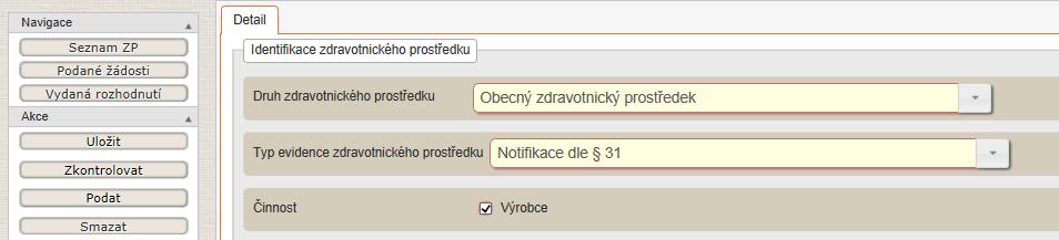 NOTIFIKACE DLE 31 / Druh, typ