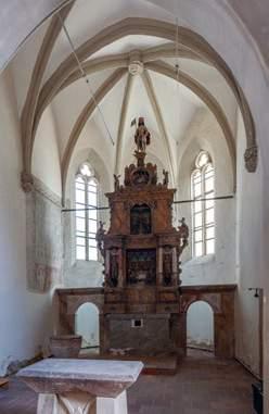 Jáchymov, hřbitovní kostel Všech Svatých, hlavní oltář (střední část), Lucas Cranach st. dílna a následovník, po 1519.