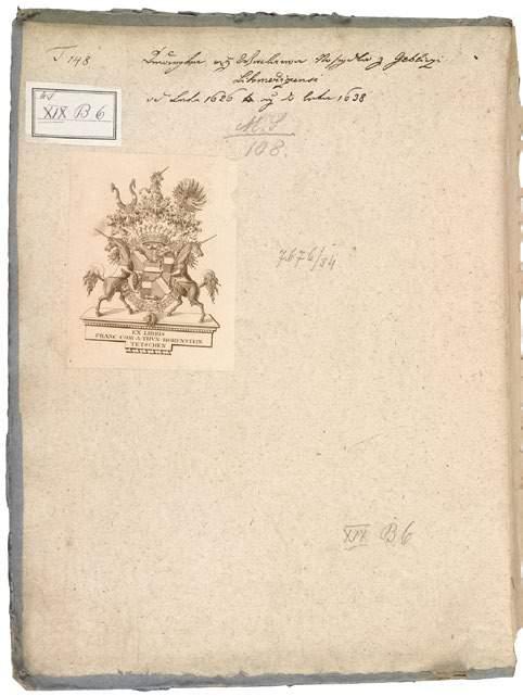 1 [ 180 ] F 1 Titelseite der Gedächtnisschrift von Václav Nosidlo von Geblice, Abschrift um 1780, Národní knihovna České republiky, inv. č. XIX. B. 6.