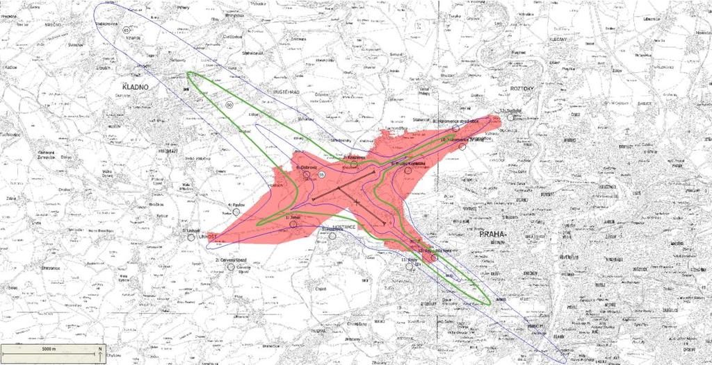 přiblížení na RWY 30 v roce 2011 Český statistický úřad vypracoval odhad počtu osob postižených hlukem z letecké dopravy v roce 2011 jako součást zprávy o hlukové situaci na