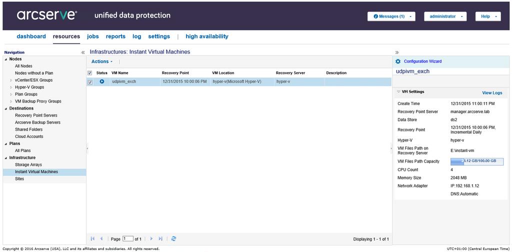 Instant VM & Instant BMR recovery Arcserve UDP NEW Instant VM & instant BMR recovery Obnova a zapnutí virtuálního stroje přímo z bodu obnovy