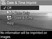 Date & Time Imprint (Vytišt ní data ačasu) POZNÁMKA Toto nastavení nelze použít p i nahrávání videoklip.