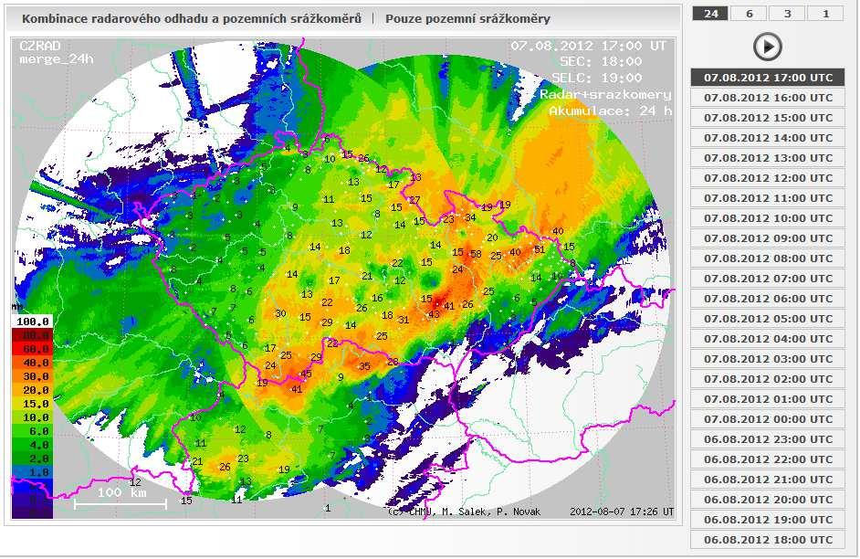 DATA Meteorologická dada: - radary,