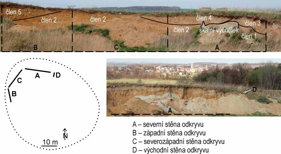 Výsledky Profil A (obr. 2, 3a) Profil byl začištěn v severní stěně odkryvu. Zachycuje skalní podloží žulovského masivu, zcela pohřbené ledovcovými sedimenty.