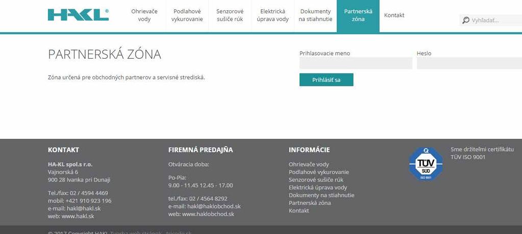 PRARTNERSKÁ ZÓNA NA WEBU WWW.HAKL.