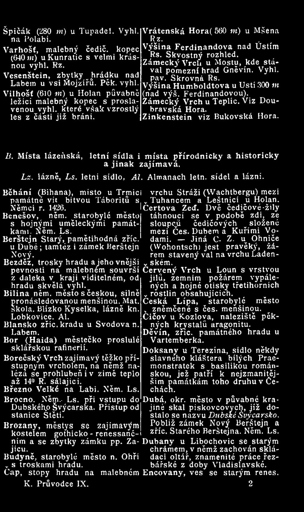 Běhání (Bihana), místo u Trmicl vrchu Stráži (Wachtbergu) mezi památné vít bitvou Táboritů s v Tuhancem a Leštnicí u Holan. Němci r. 1426., v IČertova Zeď. Dvě čedičové-žily Benešov, něm.