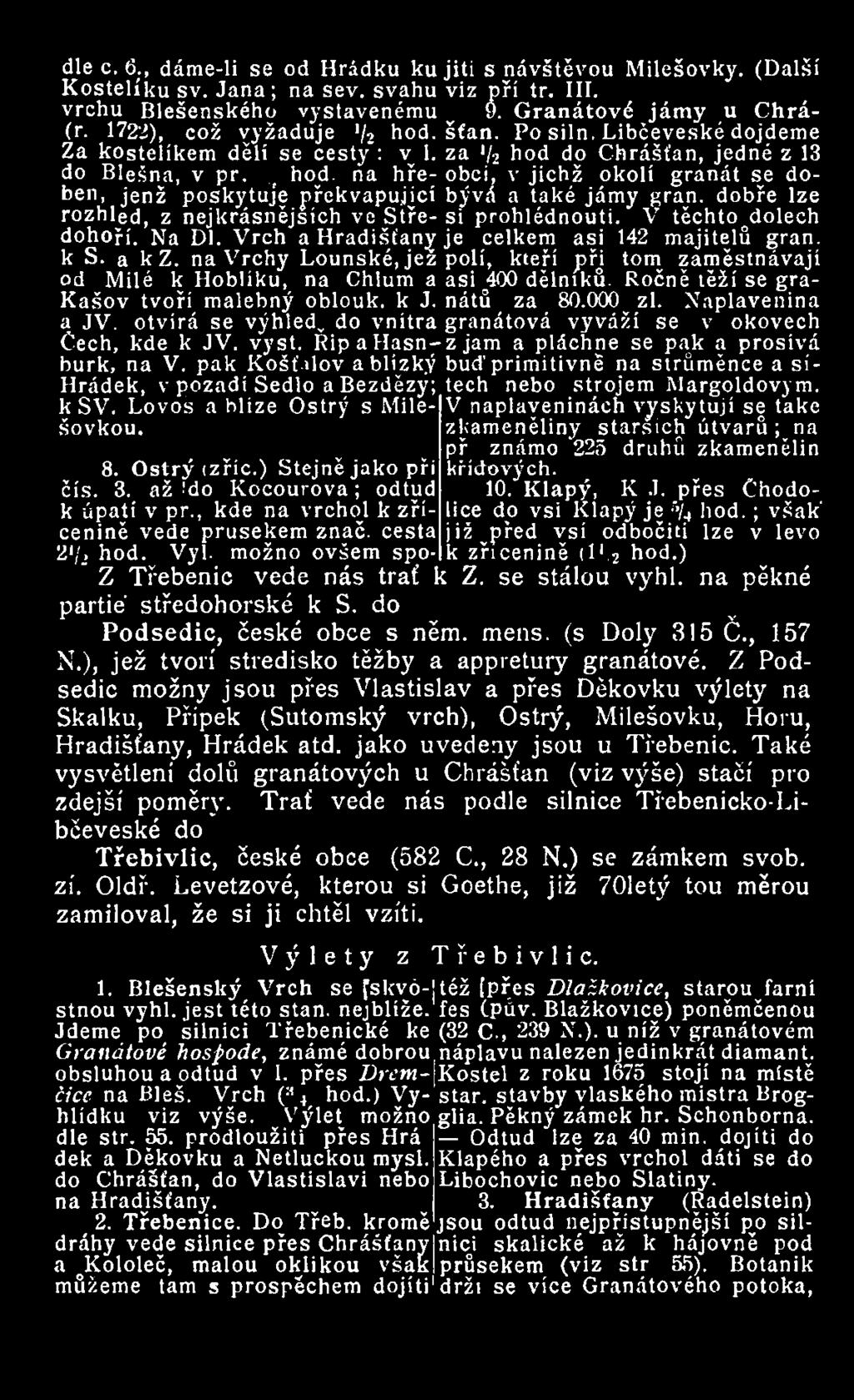 dobře lze rozhléd, z nejkrásnějsích ve Stře- si prohlédnouti. V těchtoqdolech dohoří. Na DÍ. Vrch a Hradišťany je celkem asi 142 majitelů gran. k S. a k Z.