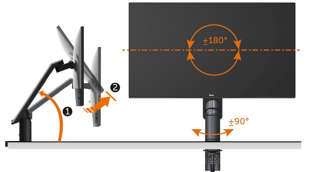 POZNÁMKA: Pro použití funkce Display Rotation (Otočení zobrazení) (na šířku nebo na výšku) u vašeho počítače Dell je vyžadován aktualizovaný grafický ovladač, který není dodáván k tomuto monitoru.