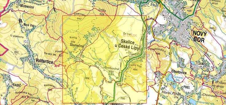 a) Úsek ČL Dubice Volfartice Nový Bor Vedení VN přechází Ploučnici, zasahuje u Dubice v západní části do porostů Holého vrchu a dále do břehových porostů Šporky,