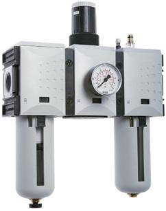 Úpravné jednotky Futura úpravné jednotky 3dílné sestava regulátoru tlaku, filtru a olejovače určeno pro stlačený vzduch a pro neutrální plyny provedení dle ATEX II 2G2D maximální vstupní tlak 1,5-1