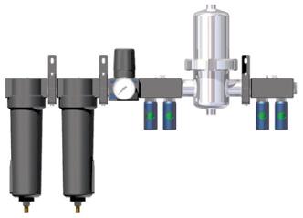 kondenzátu v kombinacích jsou použity cyklónové odlučovače CKLB, vzduchové filtry AF a sterilní filtry SF s připojením 1/2" rozsah pracovních teplot