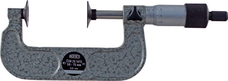 4 Mikrometry Micrometers MIKROMETR NA TRUBKY 0-25 MM MICROMETER FOR TUBES 0-25 MM 251428/DIN 863 Chromovaná stupnice, aretační páčka Jednoduché nastavení měřící síly Stoupání mikrošroubu 0,5 Jemné