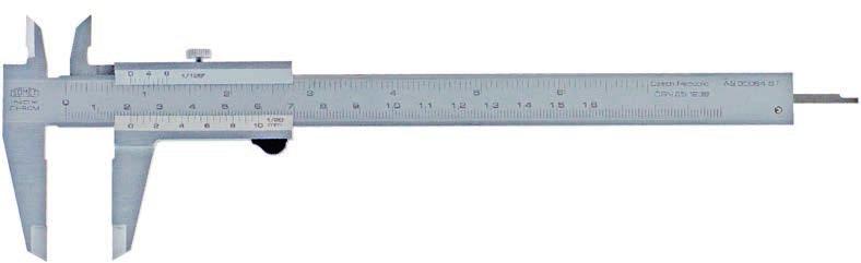 Posuvná měřítka Vernier Calipers Dovolené odchylky dle DIN 862 nonius a hlavní Tolerance according to DIN 862 vernier and main stupnice matně chromovány pro spolehlivé odečítání (kromě typů 11016519