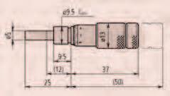 Vestavné mikrometrické hlavice s rozsahem měření 13 mm a nulovým nastavením bubínku Přesnost ±2 µm Stupnice Na bubínku a na pouzdře matně chromovaná Dělení stupnice,1 mm
