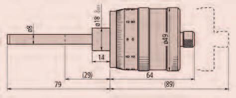 .5 1. 1.5 2. 2. 1.5 1..5 Vestavné mikromet. hlavice s neotáčivým vřetenem Série 197 - Neotáčivé vřeteno a velký bubínek Vestavné mikrometrické hlavice s neotáčivým vřetenem a stoupáním vřetene 1 mm.