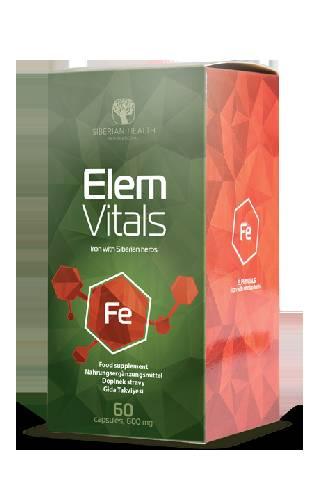 Elemvitals. Iron with Siberian herbs Organické sloučeniny železa podporují normalizaci procesů transferu kyslíku v organizmu. Vitamín С zlepšuje vstřebatelnost železa.