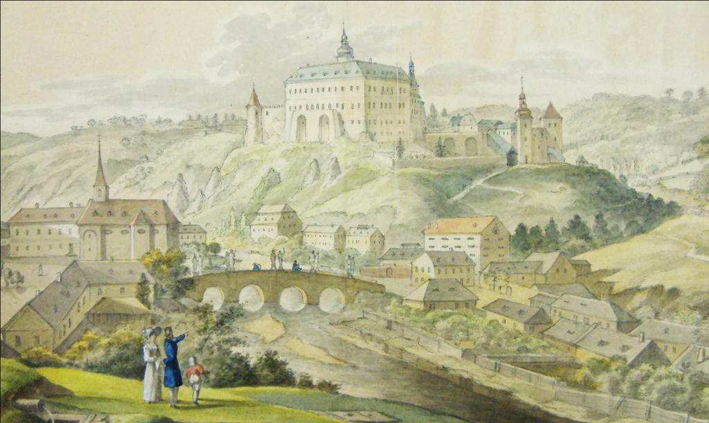 města, kolem 1740, most