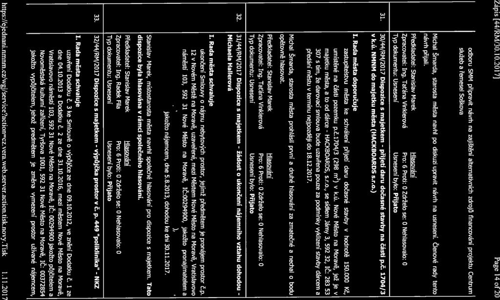 Zápis [44ĺRM/30.10.